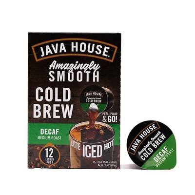 Java House Cold Brew Coffee Concentrate, Decaf, 1.35 Fl Oz | Single Serve Liquid Pods, Pack of 12