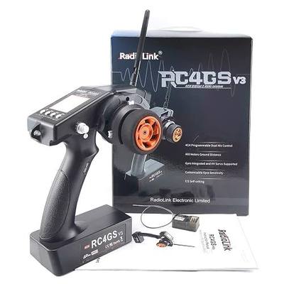 RadioLink RC4GS V3 5CH Transmitter and Gyro Receiver R6FG for RC Cars Boats | 2.4GHz 5-Channels Radio System