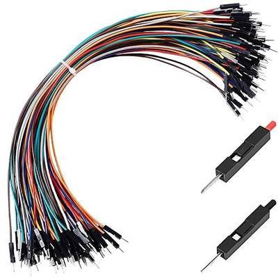 Breadboard Jumper Wires Male to Male 12'' Length 0.1'' Square Head 100-Pack 10 Colors 24AWG by Hellotronics (30CM, 1P M/M)