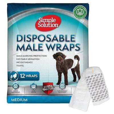 Simple Solution Male Dog Diapers, Disposable Belly Bands, M, 30 Count | Dog Belly Bands, Potty Training, Incontinence Support, Leak Proof, Disposable Wraps, Male Dog Wrap, 15"-23", Indoor Marking