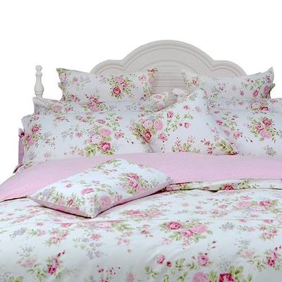 FADFAY Rose Floral Duvet Cover Set Pink Grid Cotton Girls Bedding with Hidden Zipper Closure 3 Pieces, 1duvet Cover & 2pillowcases,Twin Size