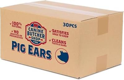 Pig Ears for Dogs, Always USA Made (30-Pack), All Natural, Sourced in USA Pig Ears, Digestible Pork Dog Chew Treat | Slow Cooked & Dried, For Aggressive Chewers, Supports Dental Health, Satisfies Natural Chewing Instinct, Made in the USA