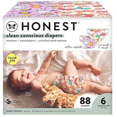 The Honest Company Comfort Dry Disposable Diapers Plant-Based Sustainable Sky's Limit and Wingin It Super Club Box Size 6 35and lbs 88 Count