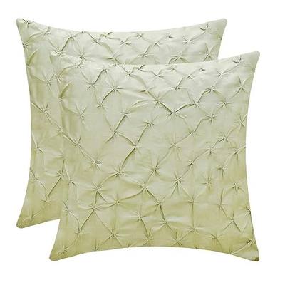 The White Petals Pale Green Euro Pillow Covers (Faux Silk, Pinch Pleat, 26x26 inch, Pack of 2)