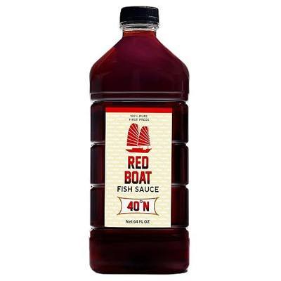 Red Boat Fish Sauce | Premium 40°N fish sauce sustainably made with just two ingredients in Vietnam | Keto, Paleo, & Whole 30 friendly | Gluten and sugar free with no preservatives | 64fl oz. bottle | 40°N, Sustainably Made in Vietnam, Two Ingredients, Keto, Paleo, Whole 30 Friendly, Gluten and Suga