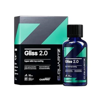 CARPRO Gliss 2.0 - Ceramic Coating for Cars - Hydrophobic Topcoat – Extreme Slickness & Water Spot Protection w/Microfiber Applicators - Repels Oil, Dirt & Grime Making Car Easy to Clean - 50ml Kit