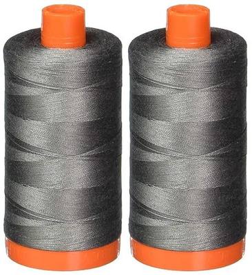 2-Pack - Aurifil 50WT - Grey Smoke (5004) Solid - Mako Cotton Thread - 1422 Yards Each2