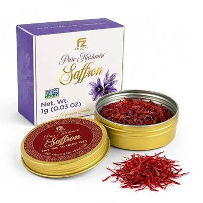 FOUZEE Pure Kashmiri Saffron Threads NON-GMO Project Verified,1g (Azafran) | Finest Dark Red Saffron, Best for Spanish Foods, Persian Rice, Tea, Golden Milk, Desserts, Risotto and Paella