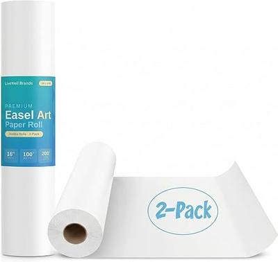 2 Pack of Premium Easel Paper Rolls (16 in x 100 ft) Arts & Crafts, Double Rolls, Heavy Weight Bright White Kraft Art Paper, Fits Most Standard Kids Easels