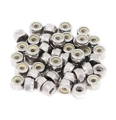 50pcs 1/4-20 Inch Nylon Inserted Self Locking Nuts - 304 Stainless Steel, 1/4" Nylock Nuts for Furniture, Tools, Handle