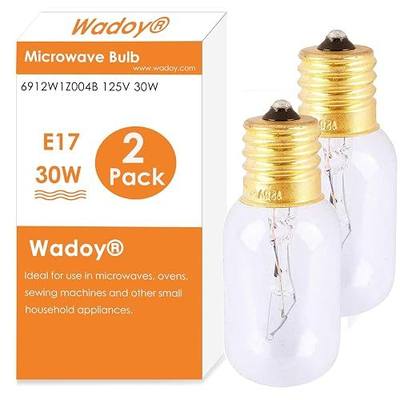 Wadoy Microwave Light Bulb Compatible with LG, Frigidaire, Kenmore, Whirlpool, GE Range Microwave, 6912W1Z004B 125V 30W E17 Bulb, Appliance Light Bulb Under Hood Bulb Replacement 2-Pack