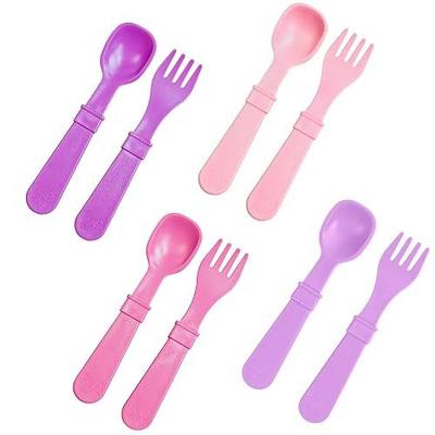 Re-Play Toddler Forks and Spoons Set - 4x4 Utensils Set for Kids - Dishwasher and Microwave Safe - Made in USA - Set of 8-5.8" x 1.2" x 0.2" - Princess