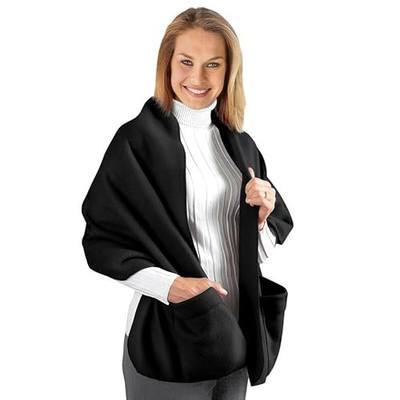 COLLECTIONS Etc Cozy Fleece Wrap Shawl With Large Front Pockets - Keeps Hands and Shoulders Warm During Cold Winter Season