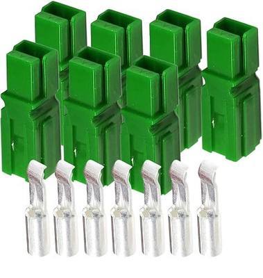 30 Amp Anderson Connectors, PP15 to 45, Green, w/12-16 AWG Heavy Duty Contact 30A, 600V (Pack of 7)