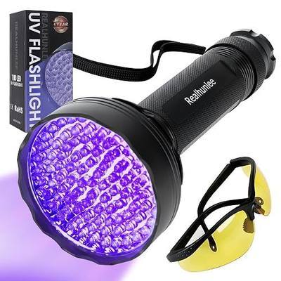 UV Flashlight Black Light, Ultra Bright 100 LED 395 nM Ultraviolet Blacklight Detector with UV Protective Glasses for Dry Pet Dog Cat Urine Stains, Scorpions Air Conditioner AC UV Dye Leak
