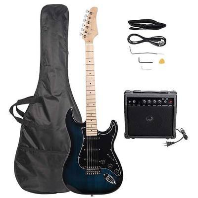 GLARRY Full Size Electric Guitar for Music Lover Beginner with 20W Amp and Accessories Pack Guitar Bag (DARK BLUE, 39" Right Handed)