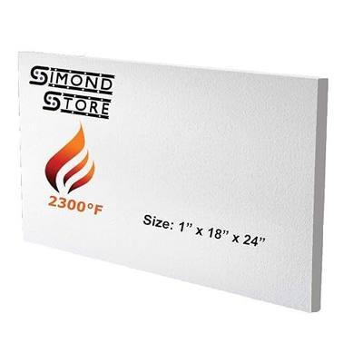 SIMOND STORE Ceramic Fiber Insulation Board - 2300F, 1" x 18" x 24", 1 Pack | Ceramic Thermal Insulation Board for Wood Stoves Fireplaces Furnaces Forges Kilns Boilers Pizza Ovens, Baffle Board