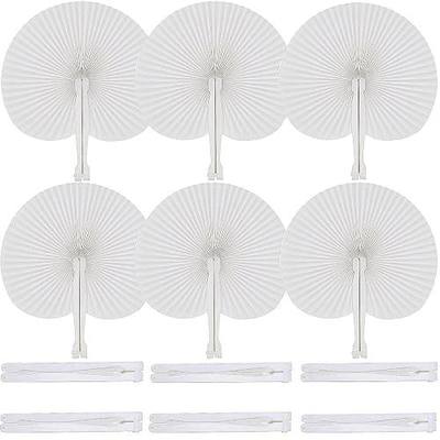 60 Pcs White Round Paper Fans | Foldable Handheld Fans for Women,Folding Hand Fans for Wedding,Bridal Guest,Church,Party Favors,Dancing,Birthday,DIY
