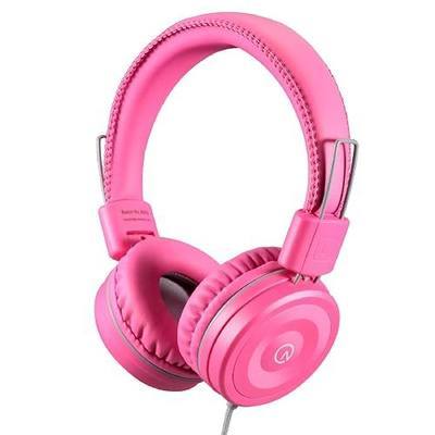 noot products K22 Kids Headphones Wired 3.5mm Jack, Foldable, Flamingo Pink | Stereo Tangle-Free 5ft Long cord, Plug-in, On-Ear Headset for Children, Boys, Girls, iPad, School, Kindle, Travel, Plane