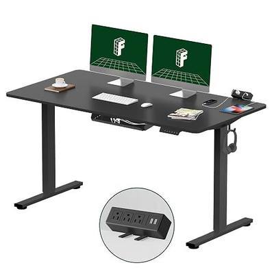 FLEXISPOT EN2 Whole-Piece Standing Desk with Clamp Power Strip, 55 x 28” Electric Stand Up Height Adjustable Desk with Cable Management (Black Frame + 55" Black Top, 2 Packages) | Whole-Piece Desktop, Easy-Access Clamp Power Strip, Organized Cable Management, Modern Home Office Setup