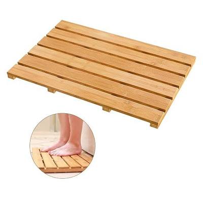 Bath Mat for Luxury Shower - Non-Slip Bamboo Sturdy Water Proof Bathroom Carpet for Indoor or Outdoor Use