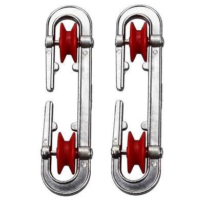Plastic Aluminum Clothesline Separator Spreader Pulley | for Long Clothesline and Heavy Loads (2, Silver)