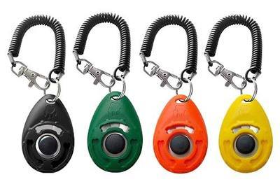 Pet Training Clicker with Wrist Strap - Dog Training Clickers for Puppy, Cat, Potty, Bird, Horse, Pet, Trainer Training Tools, Behavior Aids (Black +Deep Green + Tangerine + Yellow)