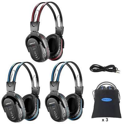 SIMOLIO Infrared Headphones for Car DVD, Not Bluetooth, Universal 2 Channel IR Headphones for Honda Odyssey, uConnect Chrysler Pacifica, Town & Country, GMC Yukon, Wireless Headsets for TV, 3 Pack
