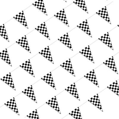 Piokio 100ft Black and White Checkered Flag Banner | Racing Flags, Nascar Cars Birthday Party Decorations, Party Supplies