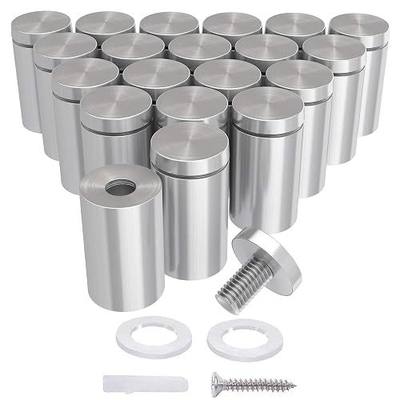 LuckIn 20-Pack Standoff Screws (1/2 in. Dia x 1 in. L), Stainless Steel Standoff Mounting Hardware for Acrylic Signs, Silver