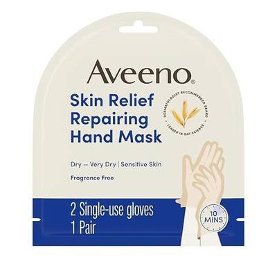 Aveeno Skin Relief Repairing Hand Mask, Moisturizing Gloves with Triple Oat & Shea Butter for Very Dry Skin, Hand Care for Sensitive Skin, Fragrance-Free, 1 Pair of Single-Use Gloves