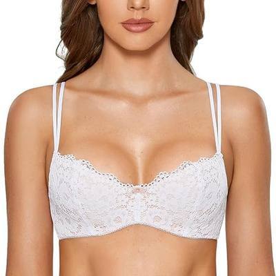 DOBREVA Women's Lace Balconette Bra Lightly Padded Underwire Sexy Plus Size Demi