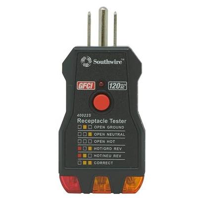 Southwire GFCI Receptacle Tester - Push-Button Outlet Tester for Fast & Accurate Wiring Checks - Compact & Durable Housing - 7 Test Functions