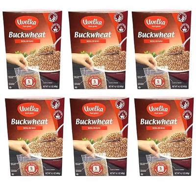 Uvelka Kasha Buckwheat BOIL IN BAG - 5x80Gr (14oz), Pack of 6, Organic Food