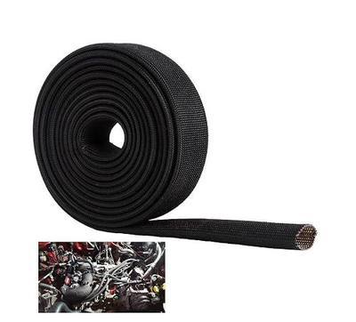 High Temp Black Auto Heat Sleeve Fiberglass Adjustable Heat Shield Black Color 5FT X 13MM(1/2'')