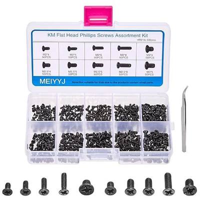 500pcs M2 M2.5 M3 Laptop Notebook Computer Replacement Screws Kit, PC Flat Head Phillips Screw Assortments, Countersunk SSD Electronic Repair Accessories for Sony DELL Samsung IBM HP Toshiba
