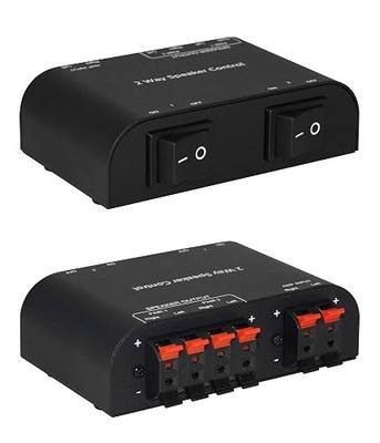 61048 2 to 4 Way Speaker Switch, 1 in 2 Out to 1 in 4 Out Way Pair Stereo Speaker Selector W/Terminal Clamps Metal Non-Slip Box - Black (1 x 2 Way)