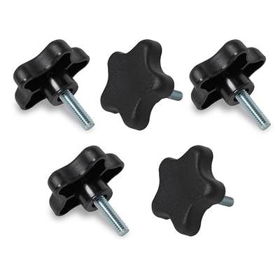 POWERTEC 5 Pack 5/16"-18 5 Star Knobs with 1" Threaded Stud, Thumb Screw Knobs with bolts for Lawn Mower, Umbrella Base, Woodworking Tools & Jigs, Clamps (QNB3007)