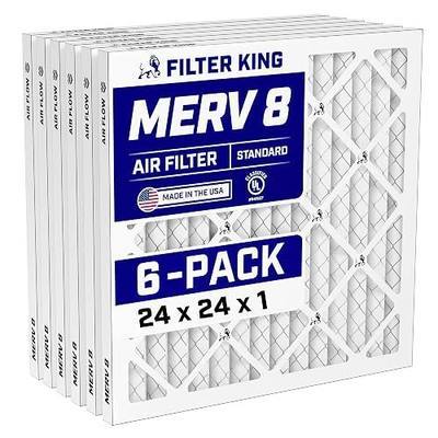 Filter King 24x24x1 Air Filter (MERV 8) (6-Pack) Dust & Allergy Control AC Furnace Filters, MADE IN USA, HVAC, Pleated, Electrostatic (Actual Size: 23.5 x 23.5 x .75)