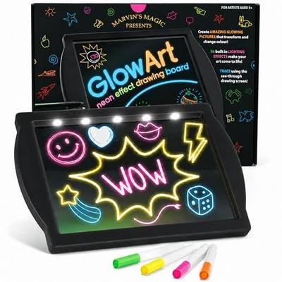 Marvin's Magic Glow Art LED Drawing Board - Black Kids Doodle Board Age 5+ | LED Drawing Board, Glow In The Dark Doodling, Mess Free Light Up Play For Kids, Age 5+
