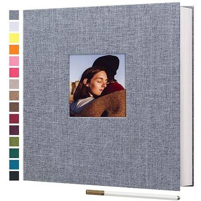potricher Large Photo Album Self Adhesive 4x6 5x7 8x10 Pictures Linen Cover 40 Blank Pages Magnetic DIY Scrapbook Albums with A Metallic Pen (Gray)