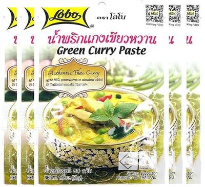 Lobo Thai Green Curry Paste - No MSG, No Preservatives, No Artificial Colors (Pack of 5)
