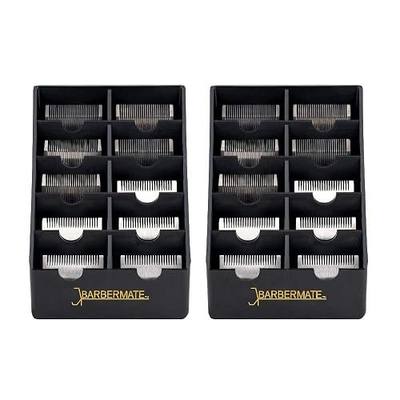 2 Pack BarberMate Blade Rack Storage Tray - Holds 10 Clipper Blades (Black) | Holds 10 Clipper Blades