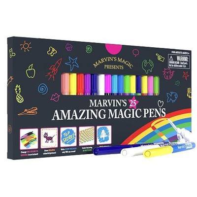 Marvin's Magic - Original x 25 Amazing Marker Pens - Color Changing Magic Pen Art - Create 3D Lettering or Write Secret Messages - Includes 25 Colour Changing Pens | Color Changing Marker Pens, Mess Free 3D Art For Kids, Erasable Tips, Trusted Magic Brand