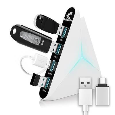 USB Hub 3.0 High-Speed type С - USB Splitter for Laptop, MacBook, Xbox, Flash Drive, HDD, Printer, Camera, Keyboard, Multi USB Port Extender, Fast Charging, Fast Data Transfer Long Cord Compact Design