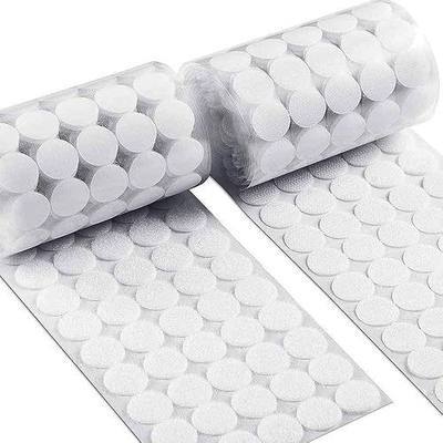 Self Adhesive Dots, 0.59" Hook and Loop Circles, 300 Pcs Round Fasteners with Strong Adhesive Backing, Waterproof Nylon for Classroom, Office & Home (White)