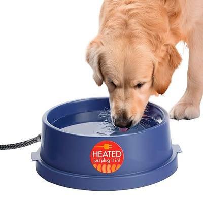 K&H Pet Products Thermal-Bowl Heated Water Bowl for Cats & Dogs Outside, Safety Listed Outdoor Heated Dog Dish for Pets, Automatic No Freeze, Anti Chew Cord - 96 Ounces Blue 25W | Outdoor Water Stays Unfrozen In Winter. Outdoor Heated Dog Dish for Pets, Automatic No Freeze, Anti Chew Cord, 96 Ounces
