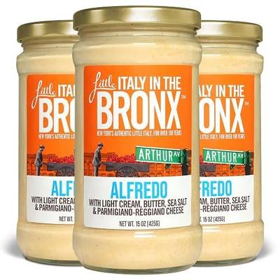 Little Italy Bronx Alfredo Sauce, No Preservatives - 15 Oz (3-Pack)