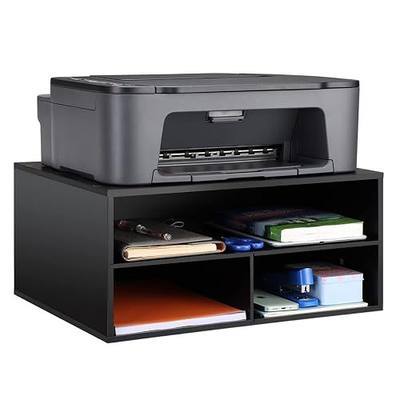 EMERIT Printer Stand for Desk - 2 Tier Desktop Printer Stand with Paper Storage, Printer Riser Organizer for Home Office, Holds up to 30 lbs, Black