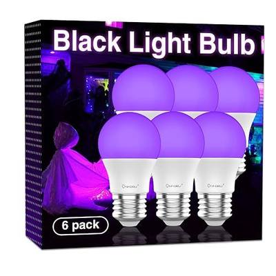 Onforu A19 E26 Blacklight Bulbs, LED Black Lights for Halloween, 6 Pack | 15W Black Light Bulbs, Glow in The Dark for Party, Halloween, Christmas, Home Decor, Fluorescent Poster